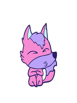 stretching up animation of cartoon drawing of a wolf whistling