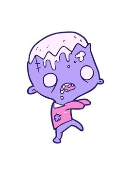 shine light effect animation of a cute cartoon of a zombie