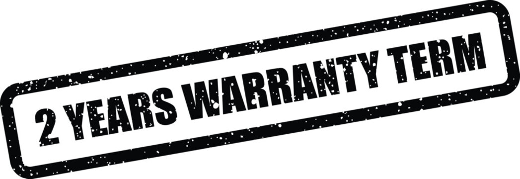 Stamped grunge effect rectangle showing a two year warranty term for contractual agreements and product lifespan