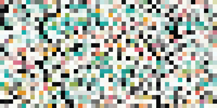 Abstract Pixelated Mosaic of Colorful Squares and Rectangles.