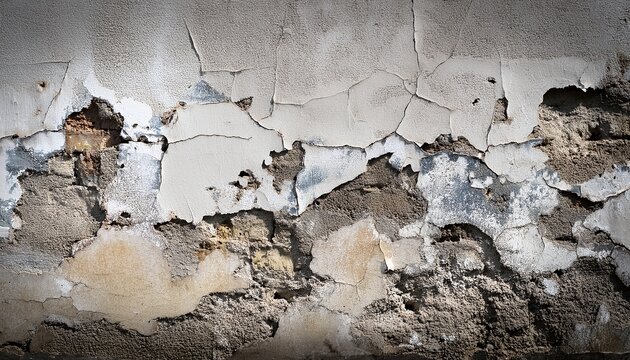 weathered concrete wall with cracks stains and peeling paint