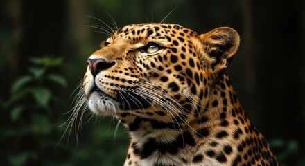 Obraz premium Majestic leopard portrait in natural habitat with vibrant fur