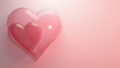 Shiny pink hearts on soft gradient background for love and romance