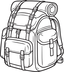 Hunting Backpack Black and White Line Art Illustration EPS SVG.eps