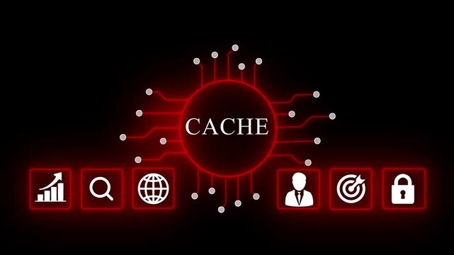 Futuristic Cache Digital Network Concept with Glowing and Circuitry glowing circuitry tech concept business technology