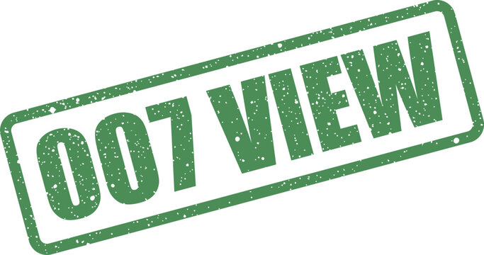 Textured rectangular stamp showing the sequence 007 and the word VIEW, designed with a worn out appearance