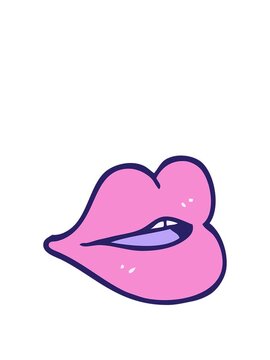 stretching up animation of hand drawn doodle style cartoon red lips