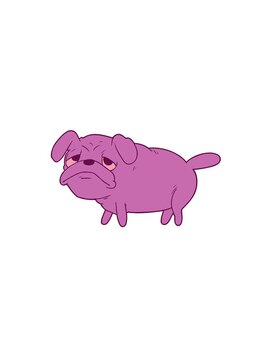 pressure popping animation of cartoon unhappy pug dog
