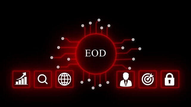 Futuristic E O D Digital Network Concept with Glowing and Circuitry Animation EOD concept glowing circuitry animation