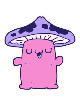 bobbing motion animation of cartoon mushroom creature