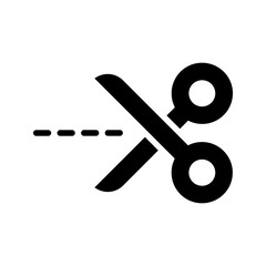 Scissors Cut Dashed Line Solid Icon Vector
