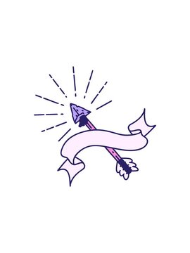splitting effect animation of flint tip arrow