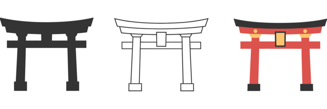 Cultural Spiritual Holidays Torii Gate, Japanese festival vector artwork showing traditional torii gates, spiritual and cultural holiday themes, seasonal celebration symbols, shrine elements