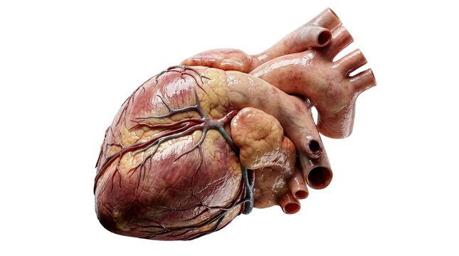 An isolated realistic heart on a transparent background