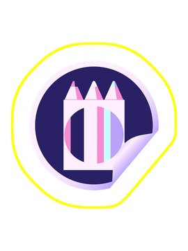 radioactive glowing animation of pack of coloring pencils graphic vector illustration circular sticker
