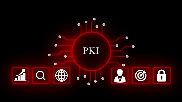 Digital P K I Technology Concept with Blue Circuit and Business digital technology public key infrastructure