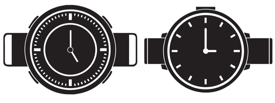 Wristwatch Icon SVG &ndash; Analog Watch Face Silhouette Vector .