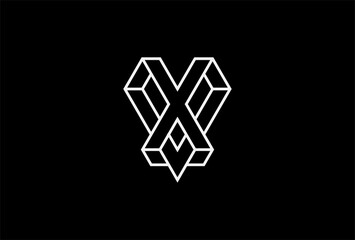 Letter XV  Logo, Initial XV monoline design logo inspiration, vector illustration