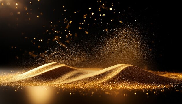 Golden Dust And Sand On The Black Background Scattered Gold Dust Sand Effect With Glitters And Sequins Wallpaper And Banner