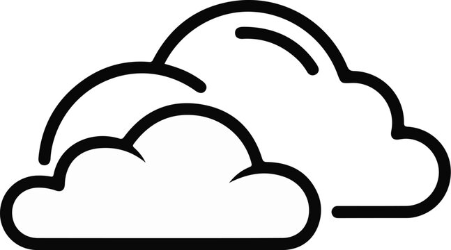 Simple outline of two fluffy clouds, one partially behind the other