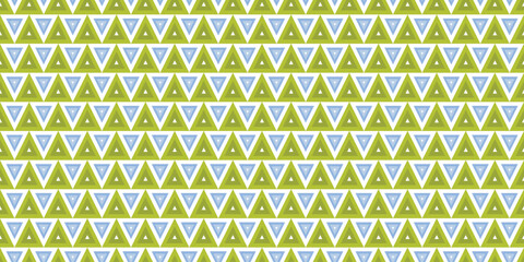 A simple, minimalist seamless surface featuring a geometric triangular pattern in shades of green and light blue. Triangle tile. Perfect for textile prints, fabric design, and modern wallpaper.