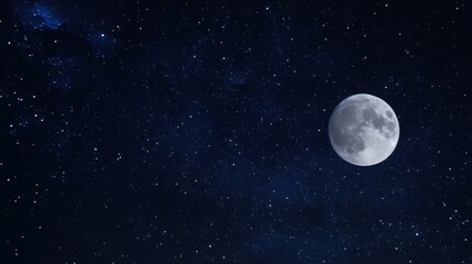 Fototapeta premium Full moon illuminating vast starry night sky