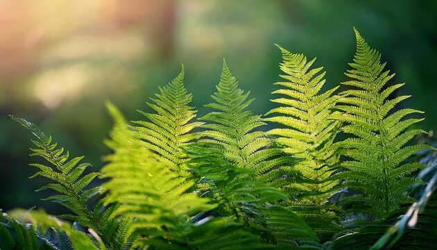 Fern Fronds Polypodiopsida Close Up Detail Pteridophyte Foliage Background