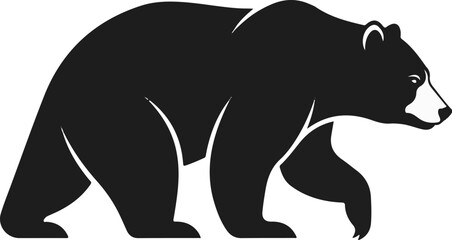 Obraz premium Silhouette of a black bear walking, shown from the side