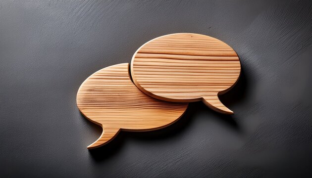 wooden speech bubbles on gray surface for communication dialogue discussion and conversation concepts