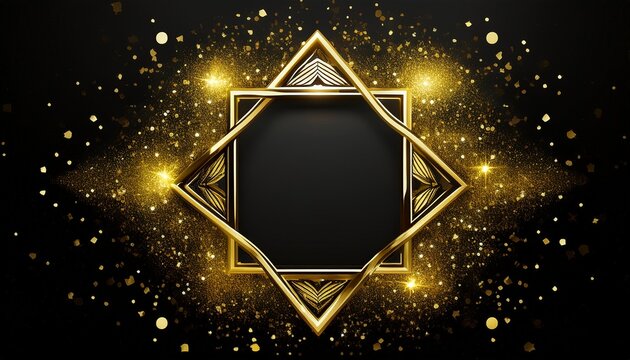metallic gold glitter pentagonal frame