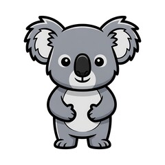 Cartoon Koala Standing on White Background.