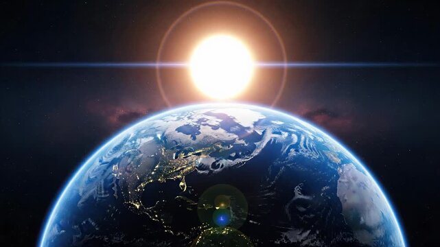 Earth Orbiting Sun, Global Space View, Celestial Body, Solar System, Astronomy