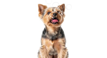 Cute Yorkshire Terrier Puppy Isolated on White Background