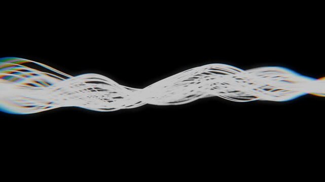 flowing stringy white animated curved lines on black background