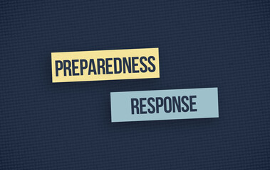 Colored paper with words preparedness and response. emergency concept. ensure safety by preparing for possible disasters, responding quickly to minimize damage