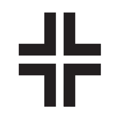 Obraz premium Abstract Broken Plus Cross Icon – Minimal Black Geometric Vector Symbol