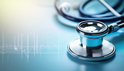 medical background stethoscope on light background of clinic healthcare analysis therapy technologies