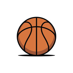 A single orange basketball rests on a dark surface.