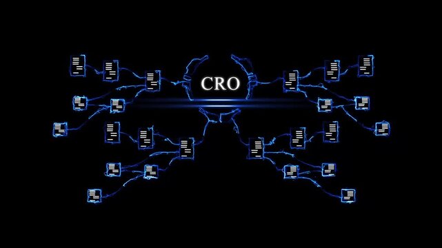 Digital C R O Concept with Blue Circuit and Business for Conversion Rate Optimization digital marketing