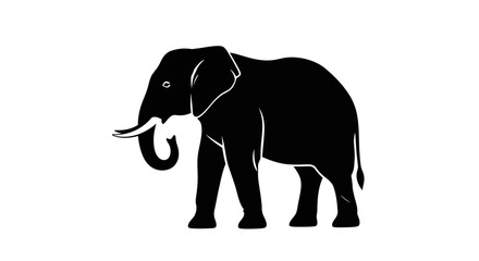 Fototapeta premium African Elephant Silhouette with Tusks Side View Vector Illustration
