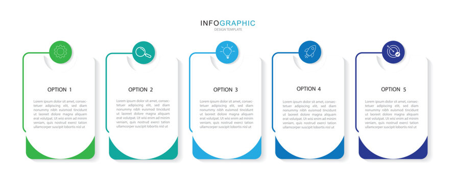 business template design infographic whit  5 option or steps, vector illustration.
