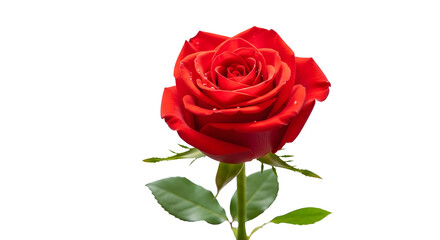 A single red rose on transparent background