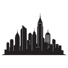 Fototapeta premium Dynamic city skyline vector silhouette illustration capturing essence of a bustling urban center, perfect for graphic design needs and architectural concepts