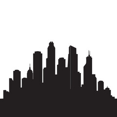 Fototapeta premium American city skyline silhouette with diverse skyscrapers and unique architectural styles, urban cityscape graphic vector illustration