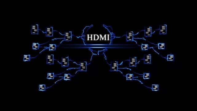 Tech H D M I Circuit Board Animation with Business and Digital Connections HDMI technology business tech background