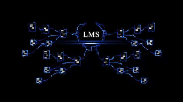 Modern L M S Learning Management System Digital Concept with Glowing and Circuit digital education e-learning