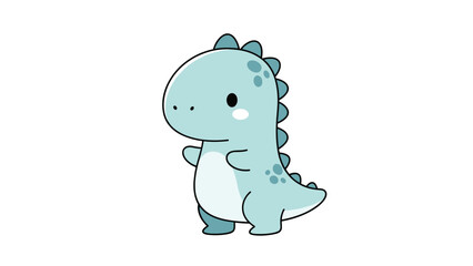 Obraz premium Adorable little blue dinosaur with dark spots and large eyes standing in a cute pose against a plain white background.