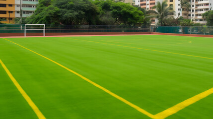 Obraz premium Sports field with immaculate green surface