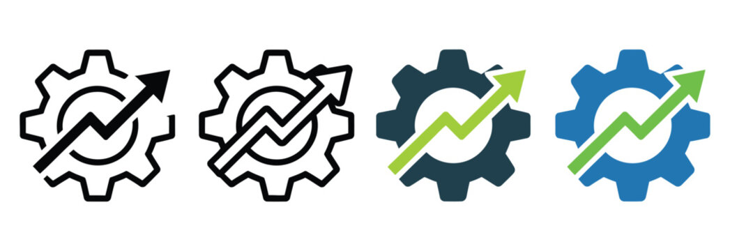 Operational excellence vector icon representing production growth, performance improvement rank levels, efficiency indicators, business process optimization, workflow status