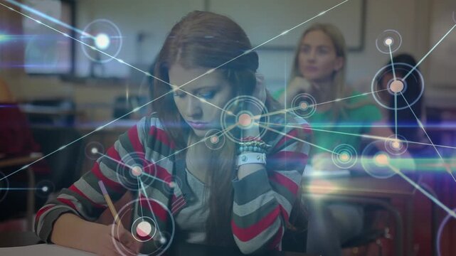 Animation of network of connections over diverse students at university